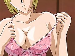 A Blonde Anime Girl Enjoys A Hard Cock Between Her Large Breasts